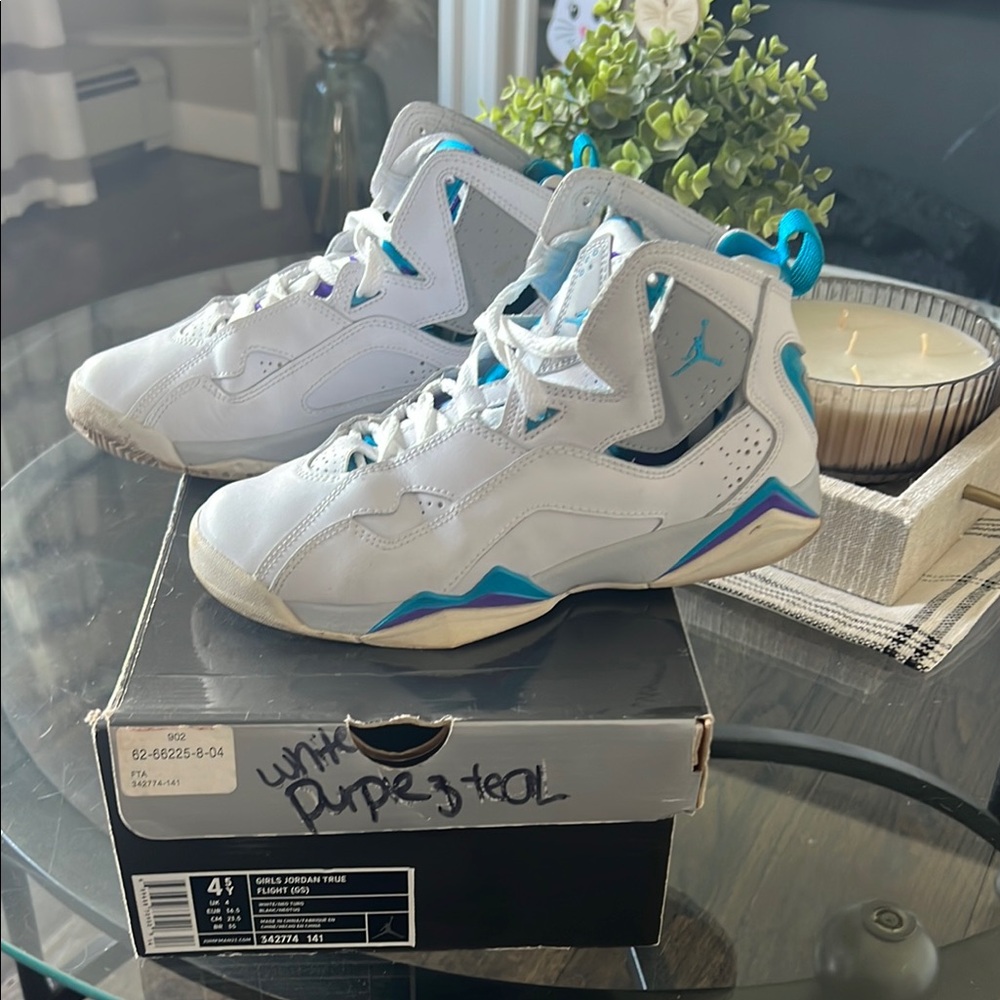 Air Jordan White and Teal Sneakers